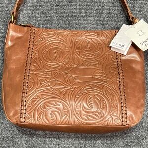 The Sak Melrose Leather Shoulder‎ Bag Teak Leaf Embossed Vintage Finish 109081